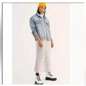 Free People Sugar Cloud Combo Soft Lavender Knit Full Length Sweater Top